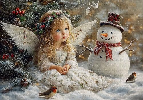 Puzzle 300 Teile Engel Puzzle Erwachsene Anspruchsvol Impossible Rätsel Schneemann 40x28cm DIY Kit Classic Holz Jigsaw für Erwachsene und Kinder ab 14 Jahren, Auch Geschenke für Frauen Männer C-257 von Jaalinng