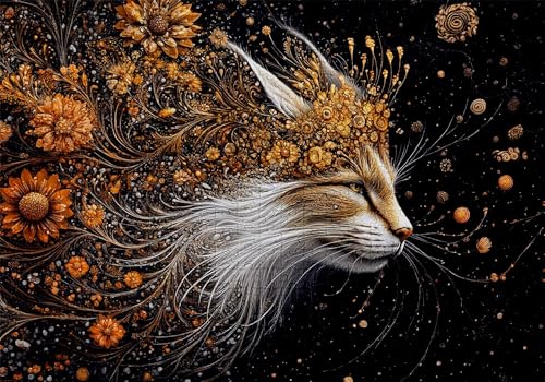 Puzzle 300 Teile Katze Puzzle Erwachsene Anspruchsvol Impossible Rätsel Blumen 40x28cm DIY Classic Holz Jigsaw für Erwachsene und Kinder ab 14 Jahren, Verfügbar Als Geschenke für Frauen Männer C-530 von Jaalinng