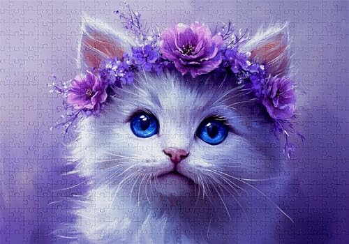 Puzzle 300 Teile Katze Puzzle Erwachsene Anspruchsvol Impossible Rätsel Kranz 40x28cm Diy Kit Classic Holz jigsaw für Erwachsene und Kinder ab 14 Jahren,Verfügbar Als Geschenke für Frauen Männer C-158 von Jaalinng