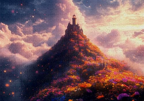Puzzle 300 Teile Leuchtturm Puzzle Erwachsene Anspruchsvol Impossible Rätsel Blumenmeer 40x28cm DIY Classic Holz Jigsaw für Erwachsene und Kinder ab 14 Jahren, Auch Geschenke für Frauen Männer C-144 von Jaalinng
