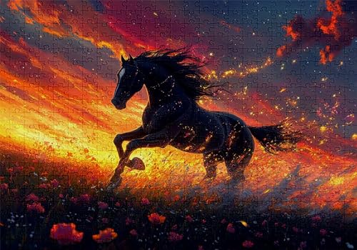 Puzzle 300 Teile Pferd Puzzle Erwachsene Anspruchsvol Impossible Rätsel Blumen 40x28cm DIY Classic Holz Jigsaw für Erwachsene und Kinder ab 14 Jahren, Verfügbar Als Geschenke für Frauen Männer C-352 von Jaalinng