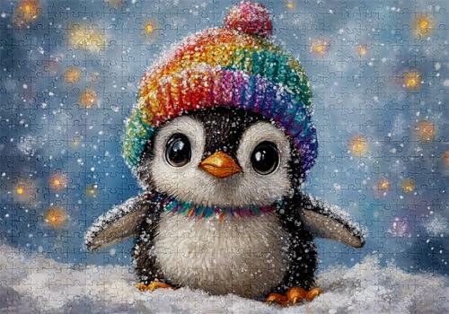 Puzzle 300 Teile Pinguin Puzzle Erwachsene Anspruchsvol Impossible Rätsel Winter 40x28cm Diy Classic Holz jigsaw für Erwachsene und Kinder ab 14 Jahren, Verfügbar Als Geschenke für Frauen Männer C-604 von Jaalinng