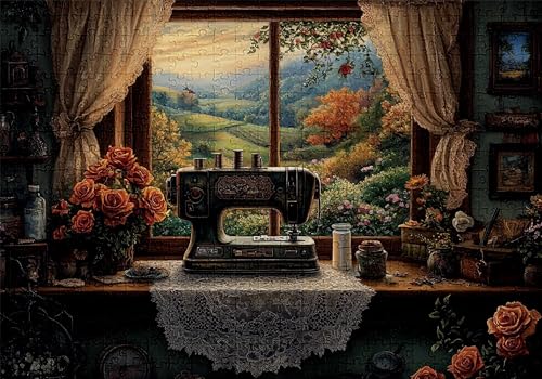 Puzzle 300 Teile Retro Puzzle Erwachsene Anspruchsvol Impossible Rätsel Nähmaschine 40x28cm DIY Kit Classic Holz Jigsaw für Erwachsene und Kinder ab 14 Jahren, Auch Geschenke für Frauen Männer C-165 von Jaalinng
