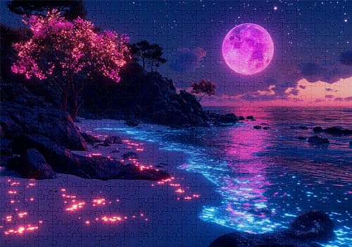 Puzzle 300 Teile Strand Puzzle Erwachsene Anspruchsvol Impossible Rätsel Mond 40x28cm Diy Kit Classic Holz jigsaw für Erwachsene und Kinder ab 14 Jahren,Verfügbar Als Geschenke für Frauen Männer C-255 von Jaalinng