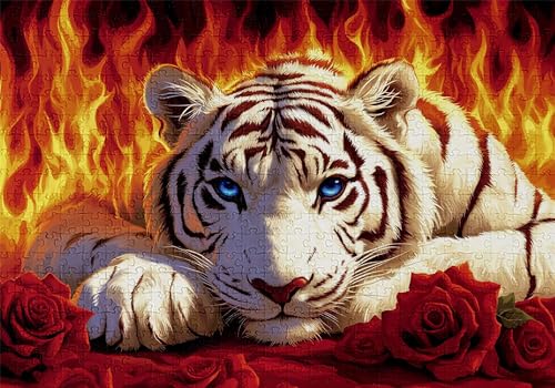 Puzzle 300 Teile Tiger Puzzle Erwachsene Anspruchsvol Impossible Rätsel Rose 40x28cm Diy Kit Classic Holz jigsaw für Erwachsene und Kinder ab 14 Jahren,Auch Verfügbar Geschenke für Frauen Männer C-226 von Jaalinng