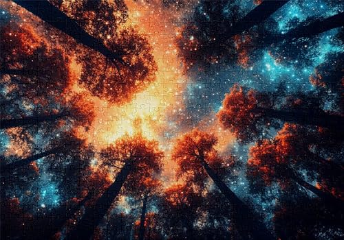 Puzzle 300 Teile Wald Puzzle Erwachsene Anspruchsvol Impossible Rätsel Sternenhimmel 40x28cm DIY Kit Classic Holz Jigsaw für Erwachsene und Kinder ab 14 Jahren, Auch Geschenke für Frauen Männer C-394 von Jaalinng