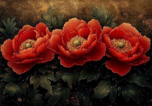 Puzzle 3000 Teile Blumen Puzzle Erwachsene Anspruchsvol Impossible Rätsel Pfingstrose 122x81cm Diy Kit Classic Holz jigsaw für Erwachsene und Kinder ab 14 Jahren,Auch Geschenke für Frauen Männer C-275 von Jaalinng