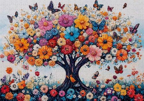 Puzzle 3000 Teile Blumenbaum Puzzle Erwachsene Anspruchsvol Impossible Rätsel Schmetterling 122x81cm DIY Classic Holz Jigsaw für Erwachsene und Kinder ab 14 Jahren, Auch Geschenke Frauen Männer C-98 von Jaalinng
