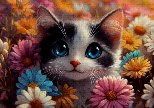 Puzzle 3000 Teile Katze Puzzle Erwachsene Anspruchsvol Impossible Rätsel Gänseblümchen 122x81cm DIY Classic Holz Jigsaw für Erwachsene und Kinder ab 14 Jahren, Auch Geschenke für Frauen Männer C-289 von Jaalinng
