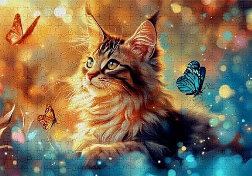 Puzzle 3000 Teile Katze Puzzle Erwachsene Anspruchsvol Impossible Rätsel Schmetterling 122x81cm DIY Classic Holz Jigsaw für Erwachsene und Kinder ab 14 Jahren, Auch Geschenke für Frauen Männer C-319 von Jaalinng