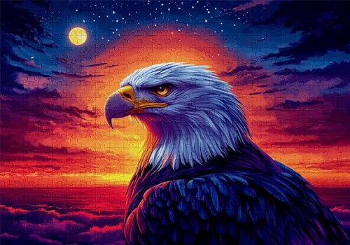 Puzzle 4000 Teile Adler Puzzle Erwachsene Anspruchsvol Impossible Rätsel Mond 141x87cm DIY Classic Holz Jigsaw für Erwachsene und Kinder ab 14 Jahren, Verfügbar Als Geschenke für Frauen Männer C-100 von Jaalinng