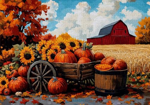 Puzzle 4000 Teile Bauernhof Puzzle Erwachsene Anspruchsvol Impossible Rätsel Kürbis 141x87cm DIY Kit Classic Holz Jigsaw für Erwachsene und Kinder ab 14 Jahren, Auch Geschenke für Frauen Männer C-35 von Jaalinng