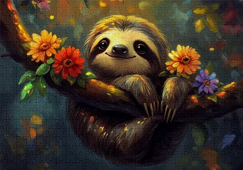 Puzzle 4000 Teile Faultier Puzzle Erwachsene Anspruchsvol Impossible Rätsel Blumen 141x87cm DIY Kit Classic Holz Jigsaw für Erwachsene und Kinder ab 14 Jahren, Auch Geschenke für Frauen Männer C-414 von Jaalinng