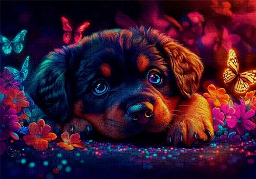 Puzzle 4000 Teile Hund Puzzle Erwachsene Anspruchsvol Impossible Rätsel Schmetterling 141x87cm Diy Kit Classic Holz jigsaw für Erwachsene und Kinder ab 14 Jahren,Auch Geschenke für Frauen Männer C-408 von Jaalinng