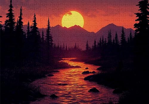 Puzzle 4000 Teile Wald Puzzle Erwachsene Anspruchsvol Impossible Rätsel Bach 141x87cm Diy Kit Classic Holz jigsaw für Erwachsene und Kinder ab 14 Jahren,Auch Verfügbar Geschenke für Frauen Männer C-29 von Jaalinng