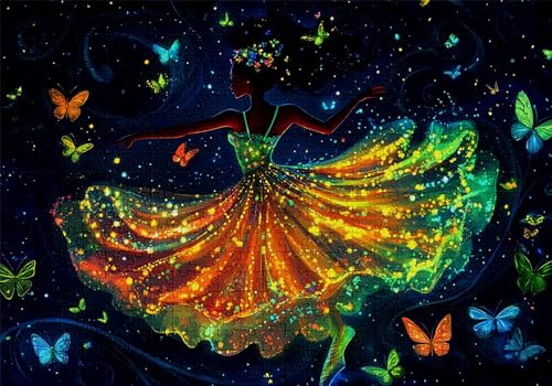 Puzzle 500 Teile Frau Puzzle Erwachsene Anspruchsvol Impossible Rätsel Schmetterling 52x38cm DIY Kit Classic Holz Jigsaw für Erwachsene und Kinder ab 14 Jahren, Auch Geschenke für Frauen Männer C-138 von Jaalinng
