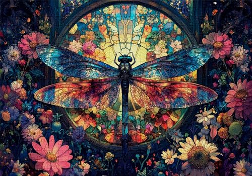Puzzle 500 Teile Libelle Puzzle Erwachsene Anspruchsvol Impossible Rätsel Blumen 52x38cm Diy Classic Holz jigsaw für Erwachsene und Kinder ab 14 Jahren, Verfügbar Als Geschenke für Frauen Männer C-444 von Jaalinng