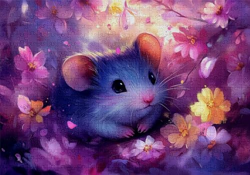 Puzzle 500 Teile Maus Puzzle Erwachsene Anspruchsvol Impossible Rätsel Blumen 52x38cm Diy Kit Classic Holz jigsaw für Erwachsene und Kinder ab 14 Jahren,Verfügbar Als Geschenke für Frauen Männer C-681 von Jaalinng