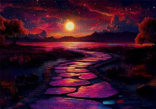 Puzzle 500 Teile Mond Puzzle Erwachsene Anspruchsvol Impossible Rätsel See 52x38cm DIY Kit Classic Holz Jigsaw für Erwachsene und Kinder ab 14 Jahren, Auch Verfügbar Geschenke für Frauen Männer C-136 von Jaalinng