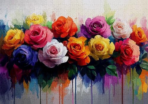 Puzzle 500 Teile Rose Puzzle Erwachsene Anspruchsvol Impossible Rätsel Blumen 52x38cm Diy Kit Classic Holz jigsaw für Erwachsene und Kinder ab 14 Jahren,Verfügbar Als Geschenke für Frauen Männer C-361 von Jaalinng