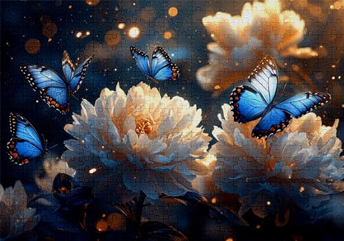 Puzzle 500 Teile Schmetterling Puzzle Erwachsene Anspruchsvol Impossible Rätsel Pfingstrose 52x38cm DIY Classic Holz Jigsaw für Erwachsene und Kinder ab 14 Jahren, Auch Geschenke Frauen Männer C-172 von Jaalinng