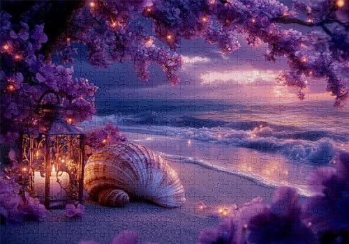Puzzle 500 Teile Strand Puzzle Erwachsene Anspruchsvol Impossible Rätsel Muschel 52x38cm Diy Classic Holz jigsaw für Erwachsene und Kinder ab 14 Jahren, Verfügbar Als Geschenke für Frauen Männer C-310 von Jaalinng