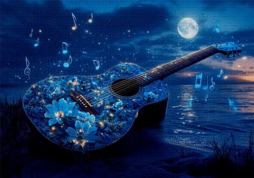 Puzzle 5000 Teile Gitarre Puzzle Erwachsene Anspruchsvol Impossible Rätsel Mond 156x105cm Diy Classic Holz jigsaw für Erwachsene und Kinder ab 14 Jahren, Verfügbar Als Geschenke für Frauen Männer C-28 von Jaalinng