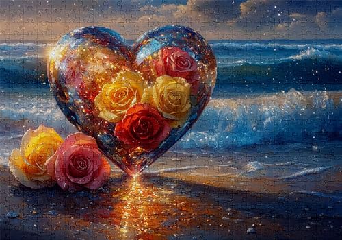 Puzzle 5000 Teile Liebe Puzzle Erwachsene Anspruchsvol Impossible Rätsel Rose 156x105cm DIY Classic Holz Jigsaw für Erwachsene und Kinder ab 14 Jahren, Verfügbar Als Geschenke für Frauen Männer C-58 von Jaalinng
