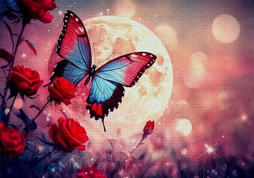 Puzzle 5000 Teile Rose Puzzle Erwachsene Anspruchsvol Impossible Rätsel Schmetterling 156x105cm DIY Classic Holz Jigsaw für Erwachsene und Kinder ab 14 Jahren, Auch Geschenke für Frauen Männer C-353 von Jaalinng