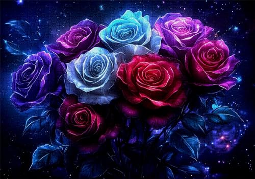 Puzzle 5000 Teile Rose Puzzle Erwachsene Anspruchsvol Impossible Rätsel Sternenhimmel 156x105cm DIY Classic Holz Jigsaw für Erwachsene und Kinder ab 14 Jahren, Auch Geschenke für Frauen Männer C-304 von Jaalinng