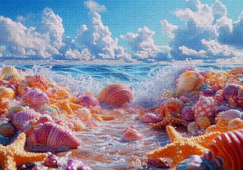 Puzzle 5000 Teile Strand Puzzle Erwachsene Anspruchsvol Impossible Rätsel Muschel 156x105cm DIY Kit Classic Holz Jigsaw für Erwachsene und Kinder ab 14 Jahren, Auch Geschenke für Frauen Männer C-22 von Jaalinng