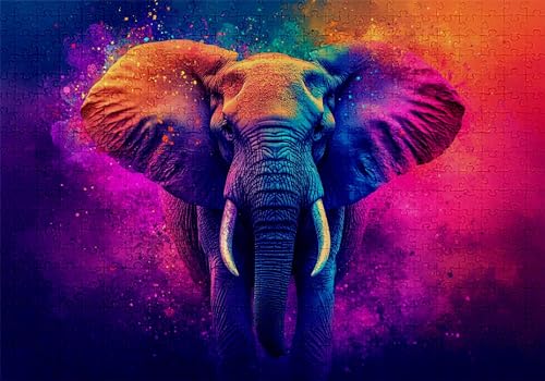 Puzzle 5000 Teile Tier Puzzle Erwachsene Anspruchsvol Impossible Rätsel Elefant 156x105cm Diy Kit Classic Holz jigsaw für Erwachsene und Kinder ab 14 Jahren, Auch Als Geschenke für Frauen Männer C-595 von Jaalinng
