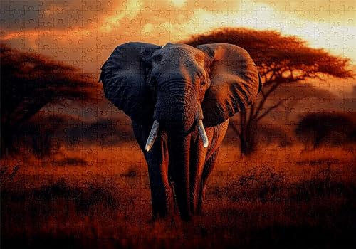 Puzzle 5000 Teile Wiese Puzzle Erwachsene Anspruchsvol Impossible Rätsel Elefant 156x105cm DIY Kit Classic Holz Jigsaw für Erwachsene und Kinder ab 14 Jahren, Auch Geschenke für Frauen Männer C-212 von Jaalinng