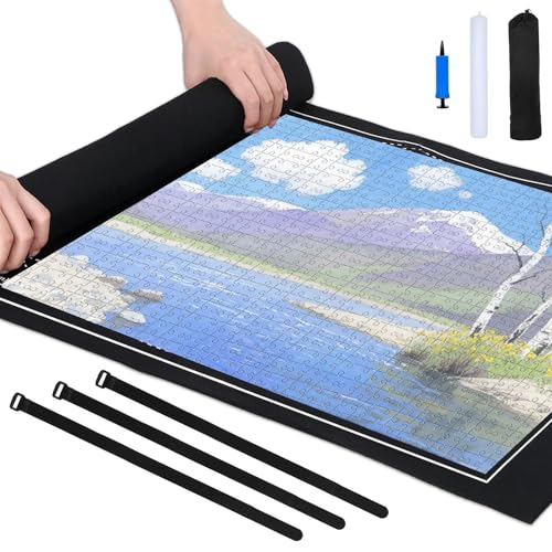 Puzzlematte 1000 Teile,Puzzleteppich,Praktisches Puzzle Zubehör mit Puzzle Sortierschalen,Staubschutzhülle kann verstaut Werden,für Die Aufbewahrung und Den Transport Von Puzzles,55 cm × 80 cm von Jaarssho