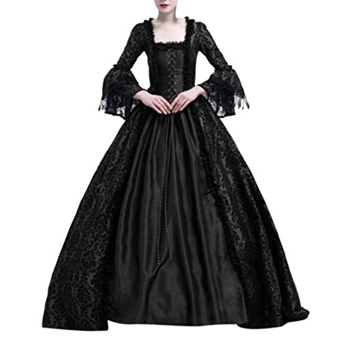Jabidoos Viktorianisches Kleid Damen Mittelalter Kostüm Damen Halloween Kostüm Renaissance Kleid Langes Kleid Puffärmel mit Bodenlänge Kleider Karneval, Mottoparty von Jabidoos