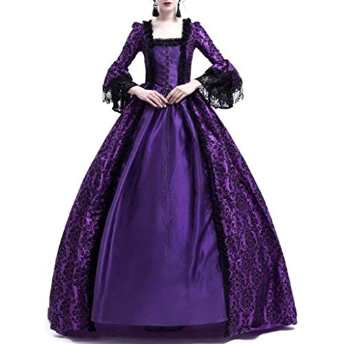Jabidoos Viktorianisches Kleid Damen Mittelalter Kostüm Damen Halloween Kostüm Renaissance Kleid Langes Kleid Puffärmel mit Bodenlänge Kleider Karneval, Mottoparty von Jabidoos
