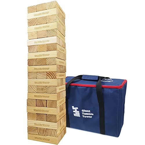 Jac & Mok Riesiger Trommelturm aus Holz, Spiel-Set, stapelbare Holzspiele mit Tragetasche (riesiger Trommelturm, 60 Stück) von Jac & Mok