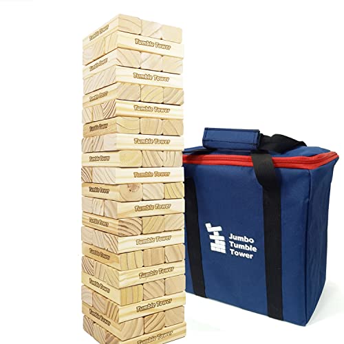 Jac & Mok Jumbo-Trommelturm-Spiel, 60 Stück, aus Holz, Spielzeug mit Tragetasche, hochwertiges Kiefernholz-Material (von 60 cm bis 150 cm) Jac & Mok Jumbo-Trommelturm-Spiel, 60 Stück, aus Holz, Spielzeug mit Tragetasche, hochwertiges Kiefernholz-Material (von 60 cm bis 150 cm) von Jac & Mok
