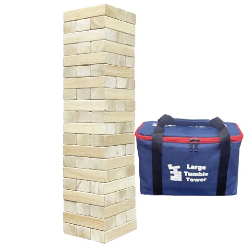 JacJoe All Pro Holz-Trommelturm-Spiel, Toppling-Block, Stapelspiel, Holz, Outdoor-Hof-Spiele für Familie,60 pcs von JacJoe All Pro