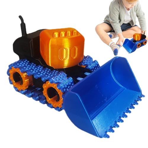 Jacekee Bulldozer-Konstruktionsspielzeug, 3D-gedrucktes Bulldozer-Spielzeug, Bewegliches Bulldozer-Fahrzeugspielzeug, 3D-gedrucktes Ornament, Sammelbare Frontlader-LKW-Figuren für Schlafzimmer, von Jacekee