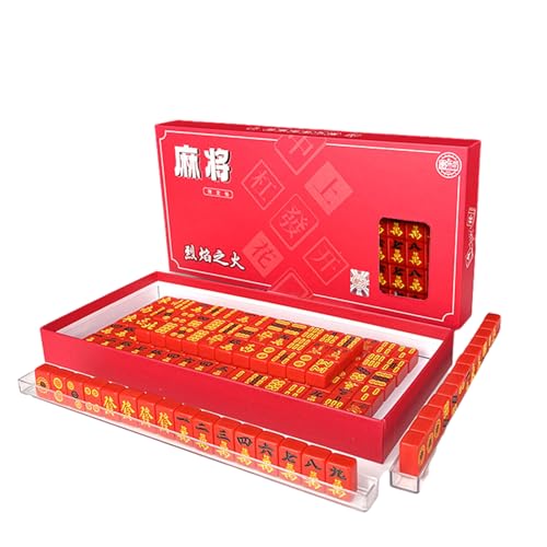 Jacekee Reise- -Mahjong-Set – Mahjong-Familienbrettspiel für Erwachsene – tragbares chinesisches Mahjong mit 4 Ständern und 2 Würfeln – 144 Karten von Jacekee