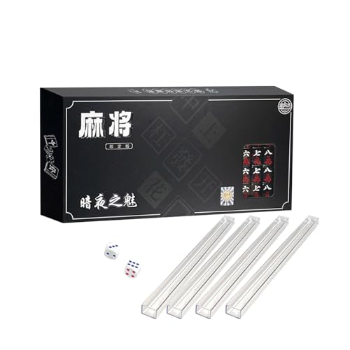 Jacekee Reise- -Mahjong-Set – Mahjong-Familienbrettspiel für Erwachsene – tragbares chinesisches Mahjong mit 4 Ständern und 2 Würfeln – 144 Karten von Jacekee