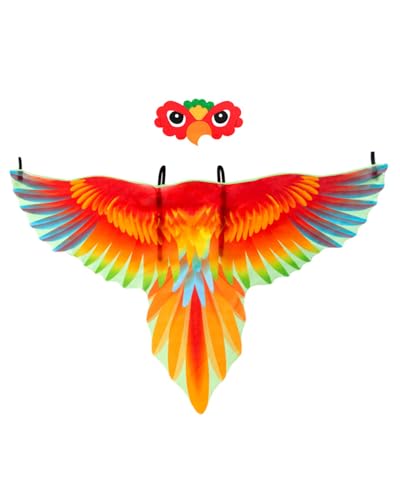 Buntes Halloween-Kostüm für Kinder, Papageien-Schal, Flügel, Umhang mit Maske, fliegendem Tier, Dschungel, Partyzubehör Buntes Halloween-Kostüm für Kinder, Papageien-Schal, Flügel, Umhang mit Maske, fliegendem Tier, Dschungel, Partyzubehör von Jackolume