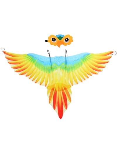 Buntes Halloween-Kostüm für Kinder, Papageien-Schal, Flügel, Umhang mit Maske, fliegendem Tier, Dschungel, Partyzubehör Buntes Halloween-Kostüm für Kinder, Papageien-Schal, Flügel, Umhang mit Maske, fliegendem Tier, Dschungel, Partyzubehör von Jackolume