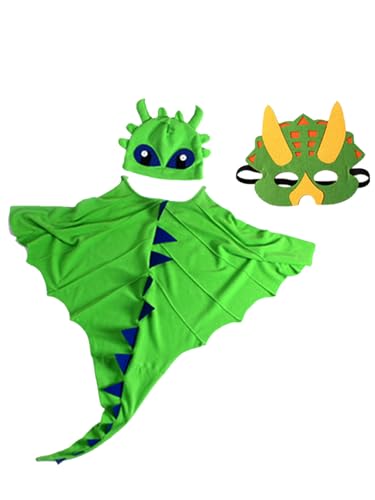 Dinosaurier-Umhang, Dinosaurier-Umhang, Halloween, Kinder-Drachen-Kostüm, Verkleidung mit Maske, Hut, T-Rex, Karneval, Party, Verkleidung für Halloween, 3-teilig Dinosaurier-Umhang, Dinosaurier-Umhang, Halloween, Kinder-Drachen-Kostüm, Verkleidung mit Maske, Hut, T-Rex, Karneval, Party, Verkleidung für Halloween, 3-teilig von Jackolume