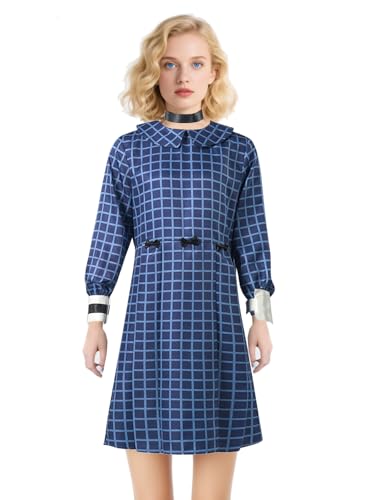 Esther Cosplay-Kostüm für Erwachsene, Halloween, Horrorfilm, Vintage-Stil, Peter-Pan-Kragen, langärmelig, blau, kariert, Partykleid Esther Cosplay-Kostüm für Erwachsene, Halloween, Horrorfilm, Vintage-Stil, Peter-Pan-Kragen, langärmelig, blau, kariert, Partykleid von Jackolume