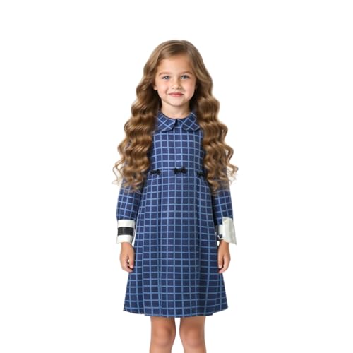 Esther Cosplay-Kostüm für Kinder, Halloween, Horrorfilm, Vintage-Stil, Peter-Pan-Kragen, langärmeliges Kleid, blau-kariert, Partykleid Esther Cosplay-Kostüm für Kinder, Halloween, Horrorfilm, Vintage-Stil, Peter-Pan-Kragen, langärmeliges Kleid, blau-kariert, Partykleid von Jackolume
