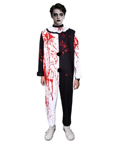 Jackolume Art The Clown Kostüm für Erwachsene, Männer und Frauen Gruseliges Killer-Clown-Kostüm Blutiges Cosplay-Overall, Halloween, schreckliches Horror-Outfit, komplettes Set Jackolume Art The Clown Kostüm für Erwachsene, Männer und Frauen Gruseliges Killer-Clown-Kostüm Blutiges Cosplay-Overall, Halloween, schreckliches Horror-Outfit, komplettes Set von Jackolume