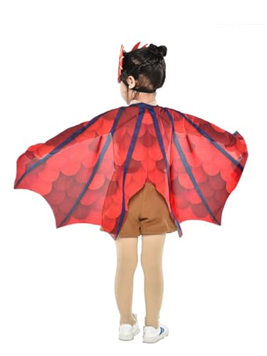 Jackolume Dinosaurier-Kostüm für Kinder, Drachenflügel, Masken-Set, Jungen und Mädchen, T-Rex-Umhang mit Masken, Halloween, Geburtstag, Karneval, Cosplay, Zubehör Jackolume Dinosaurier-Kostüm für Kinder, Drachenflügel, Masken-Set, Jungen und Mädchen, T-Rex-Umhang mit Masken, Halloween, Geburtstag, Karneval, Cosplay, Zubehör von Jackolume
