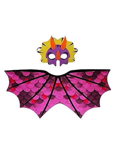 Jackolume Dinosaurier-Kostüm für Kinder, Drachenflügel, Masken-Set, Jungen und Mädchen, T-Rex-Umhang mit Masken, Halloween, Geburtstag, Karneval, Cosplay, Zubehör Jackolume Dinosaurier-Kostüm für Kinder, Drachenflügel, Masken-Set, Jungen und Mädchen, T-Rex-Umhang mit Masken, Halloween, Geburtstag, Karneval, Cosplay, Zubehör von Jackolume